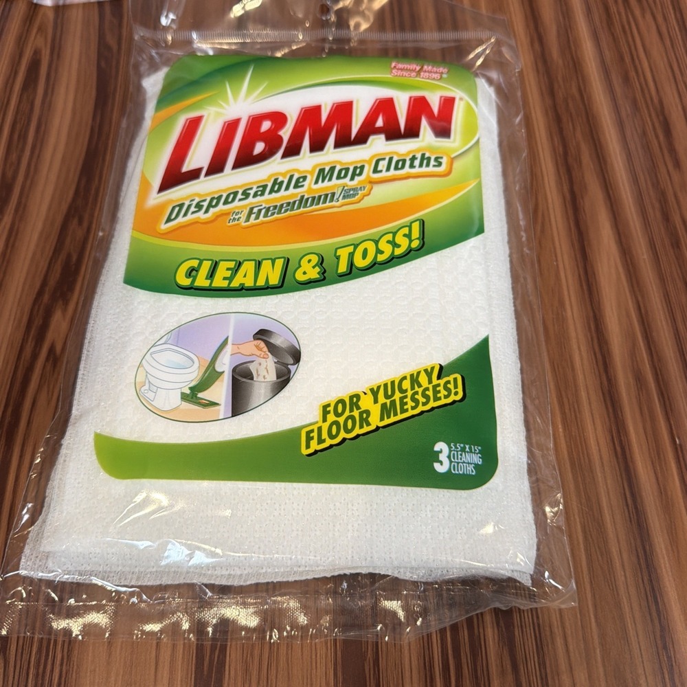 Libman Disposable Mop Cloths for Freedom Spray Mop Locks in Dirt 3 Per Pack HTF